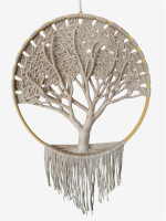 arbre de vie en macramé 30 cm gris clair métallisé Phénaïsens Phenaisens ©Justine_Pons